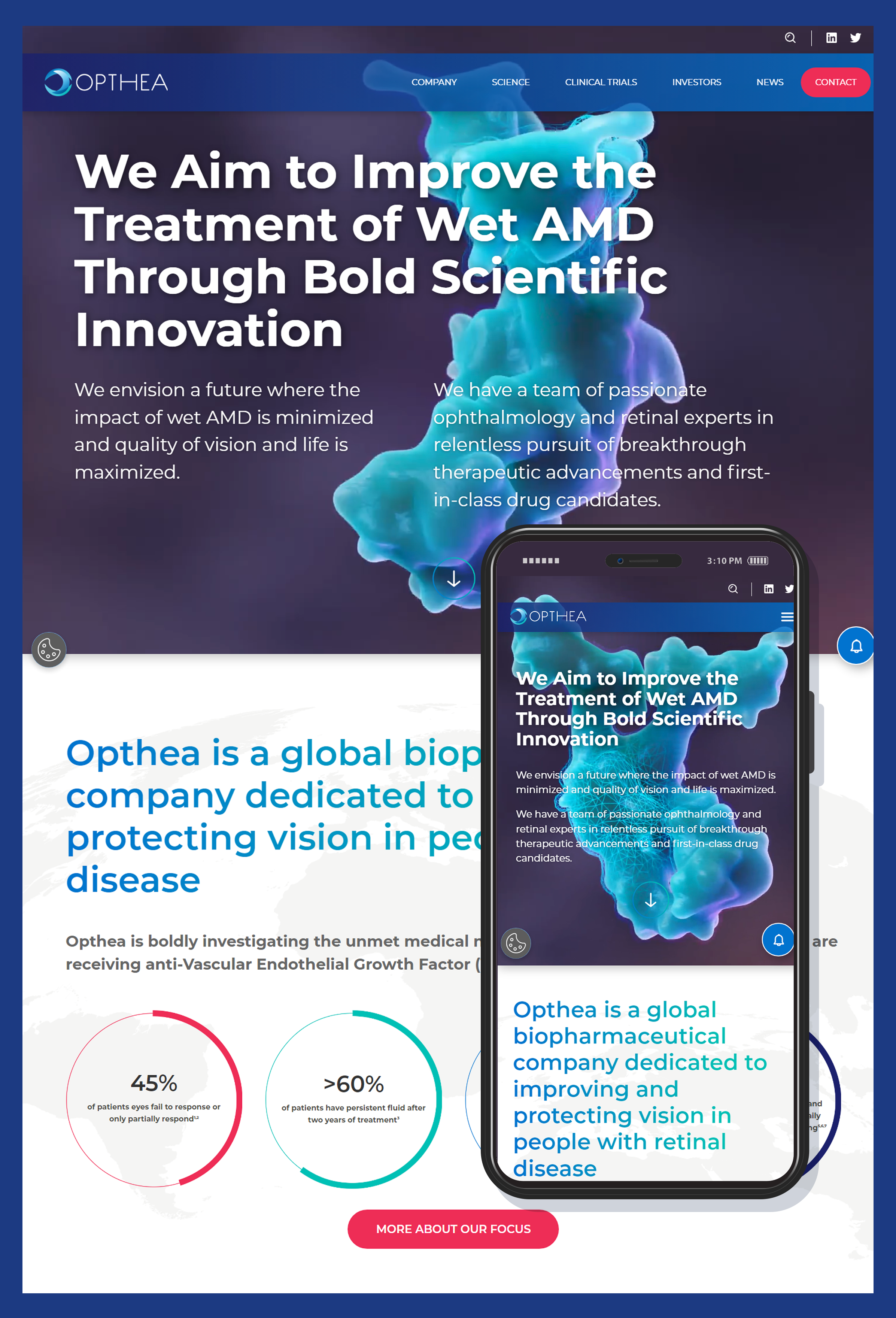 Opthea is a global biopharmaceutical company dedicated to improving and protecting vision in people with retinal disease